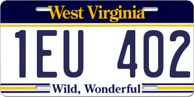 WV license plate 1EU402