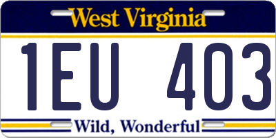 WV license plate 1EU403