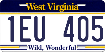 WV license plate 1EU405