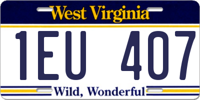 WV license plate 1EU407