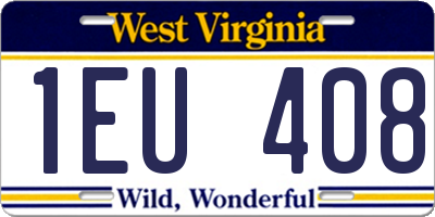 WV license plate 1EU408