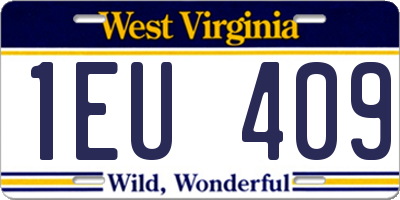 WV license plate 1EU409