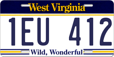 WV license plate 1EU412