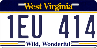 WV license plate 1EU414