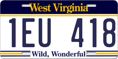 WV license plate 1EU418