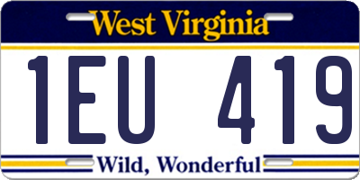 WV license plate 1EU419