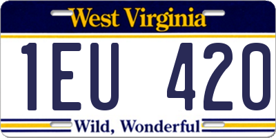 WV license plate 1EU420