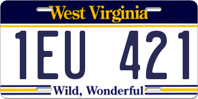 WV license plate 1EU421