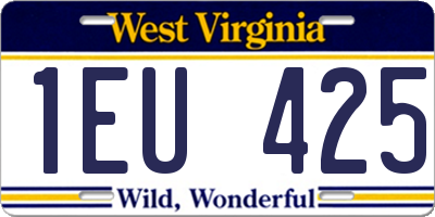 WV license plate 1EU425