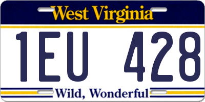 WV license plate 1EU428