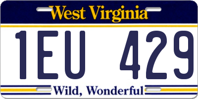 WV license plate 1EU429