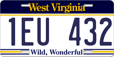 WV license plate 1EU432