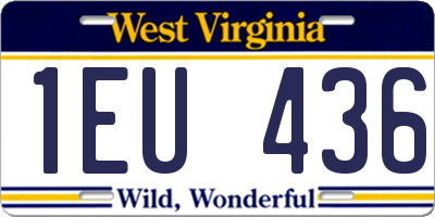 WV license plate 1EU436