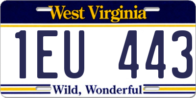 WV license plate 1EU443