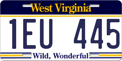 WV license plate 1EU445