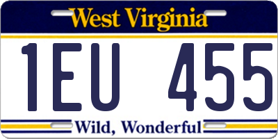 WV license plate 1EU455
