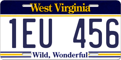 WV license plate 1EU456