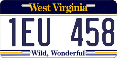 WV license plate 1EU458
