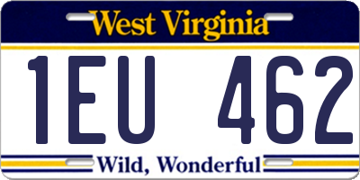 WV license plate 1EU462