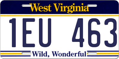 WV license plate 1EU463