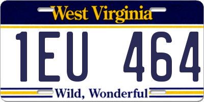 WV license plate 1EU464
