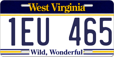 WV license plate 1EU465
