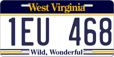 WV license plate 1EU468