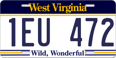 WV license plate 1EU472