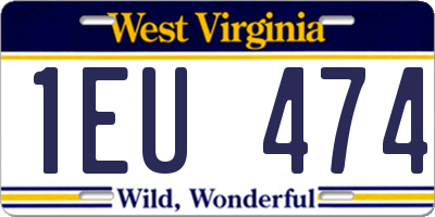 WV license plate 1EU474