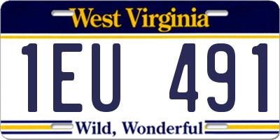 WV license plate 1EU491