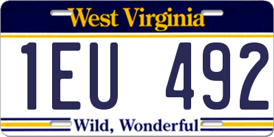 WV license plate 1EU492