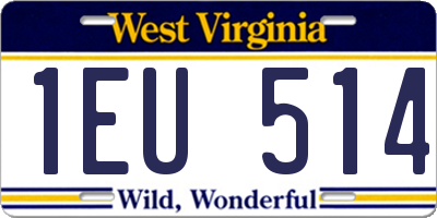 WV license plate 1EU514