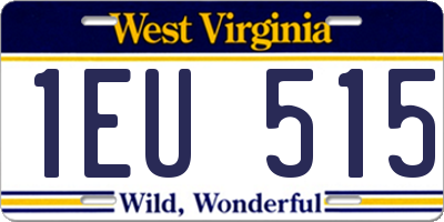 WV license plate 1EU515
