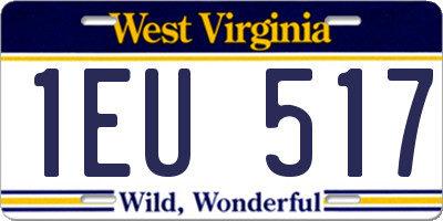 WV license plate 1EU517