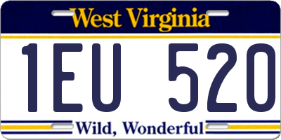 WV license plate 1EU520