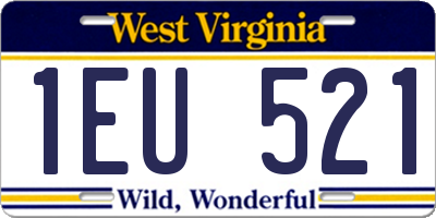 WV license plate 1EU521