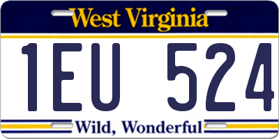 WV license plate 1EU524