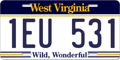 WV license plate 1EU531