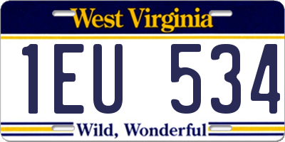 WV license plate 1EU534