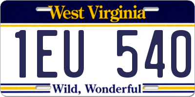 WV license plate 1EU540