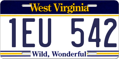 WV license plate 1EU542