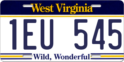 WV license plate 1EU545