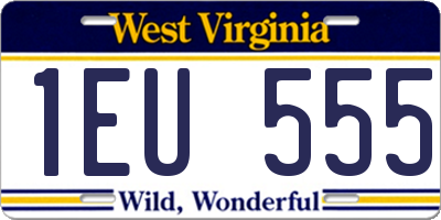 WV license plate 1EU555