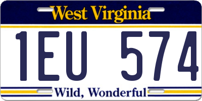 WV license plate 1EU574