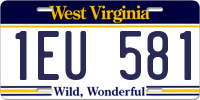 WV license plate 1EU581