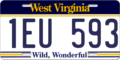 WV license plate 1EU593