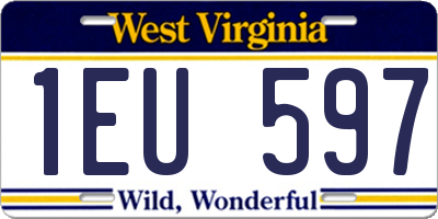WV license plate 1EU597