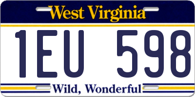WV license plate 1EU598