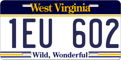 WV license plate 1EU602