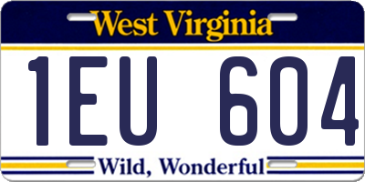 WV license plate 1EU604